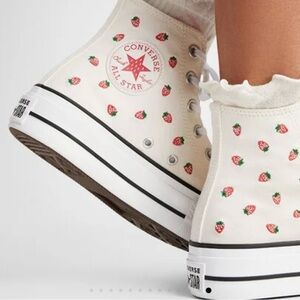 Converse Kids' Cream High-Tops with Strawberry Design